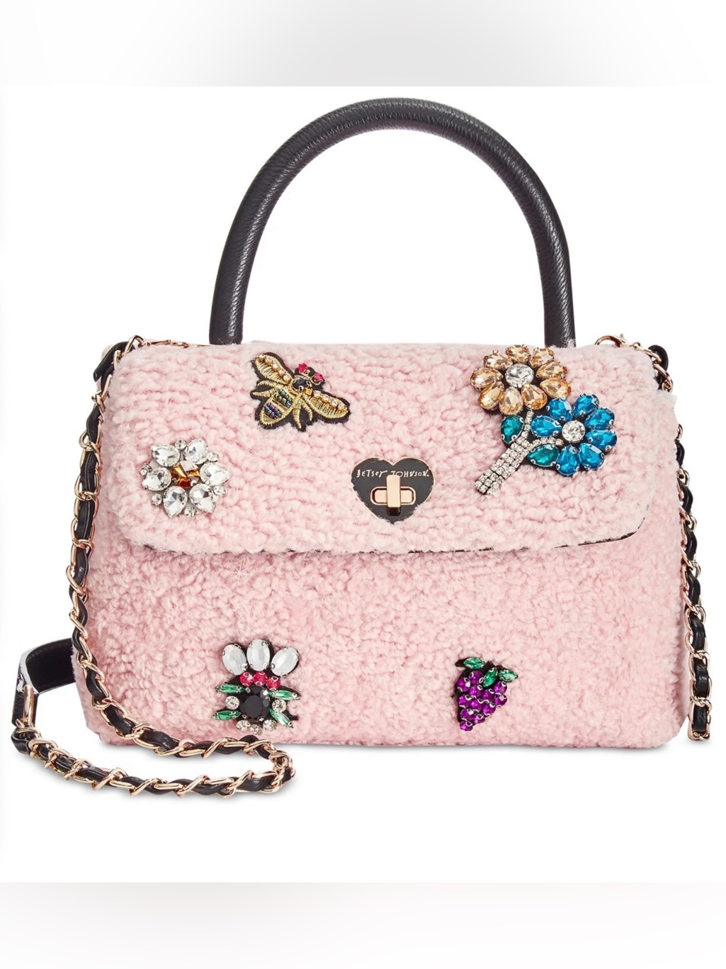Nwt Betsey Johnson Adorable Flap Xbody Curly Gurl Blush Purse
